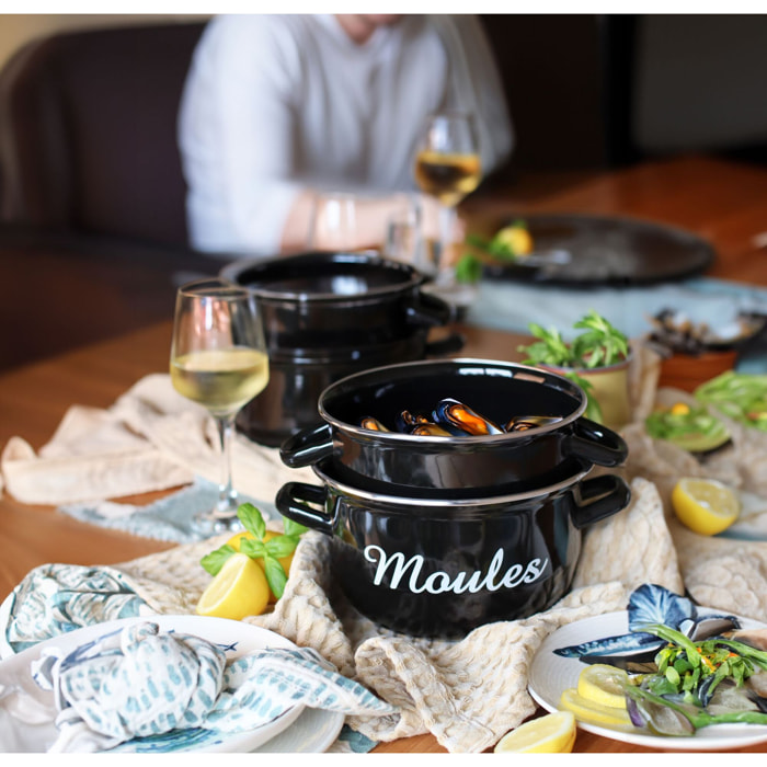 Marmite à moules 5L noire - 24cm