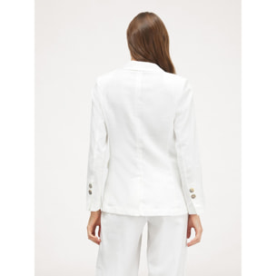 Motivi - Chaqueta de botonadura simple en lino viscosa - Blanco