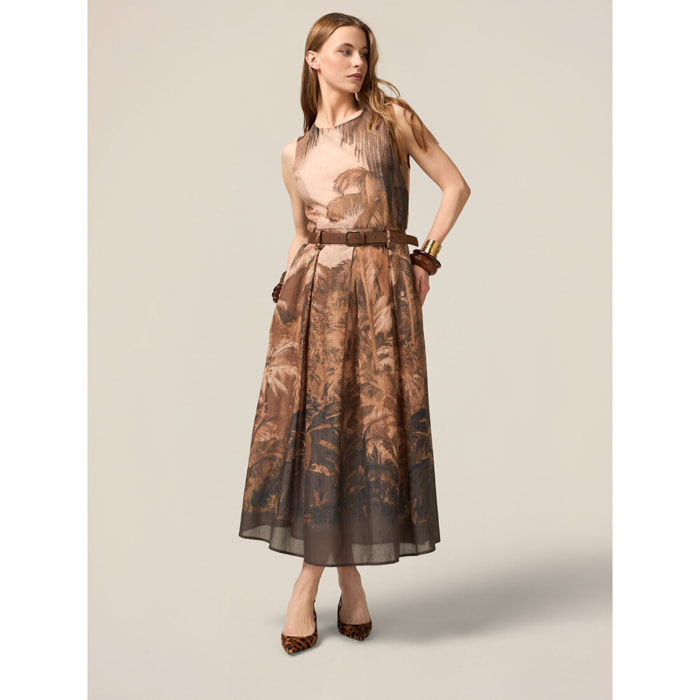 Oltre - Vestido de muselina de algodón estampada - Marrón