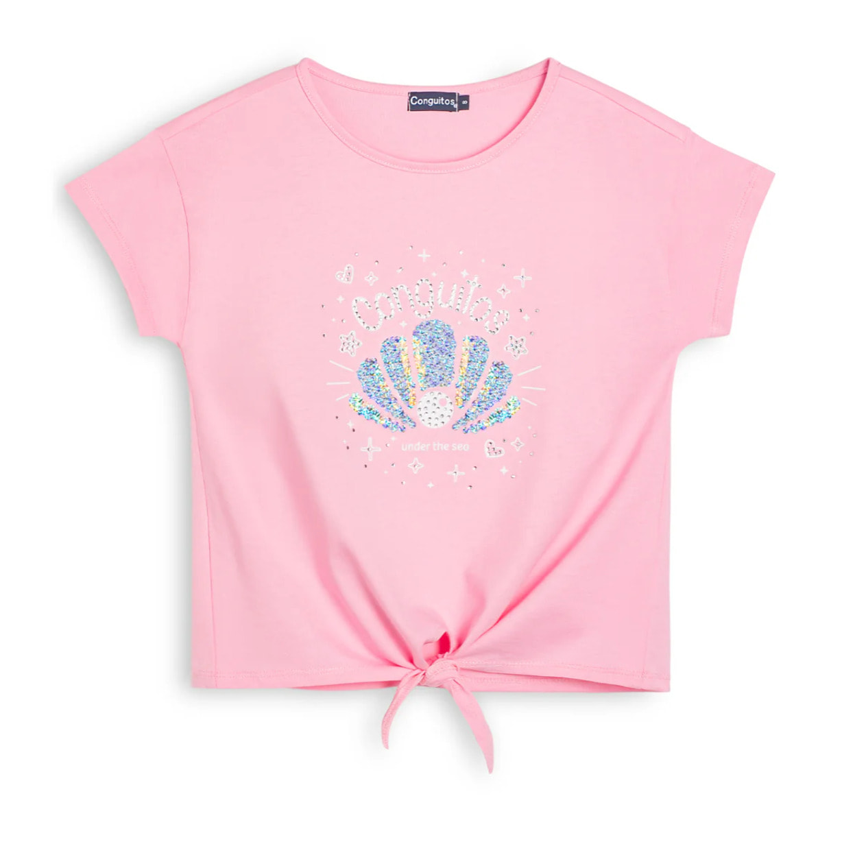 Camiseta de Niña con Diseño Frontal en Purpurina
