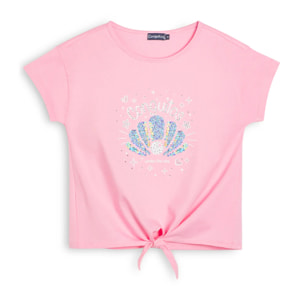 Camiseta de Niña con Diseño Frontal en Purpurina
