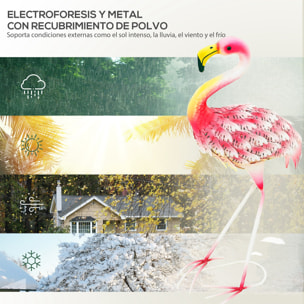 Estatua de Jardín de Flamenco de Metal Adorno de Flamenco para Exteriores Escultura para Decoración de Césped Patio Estanque