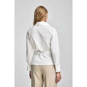 Camicia bianca a doppio petto Meggan con dettagli Polo Club