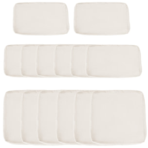 Lot de 14 housses de rechange coussins salon de jardin - 6 housses coussin d'assise, 8 housses coussin dossier - housses zippées polyester déperlant beige