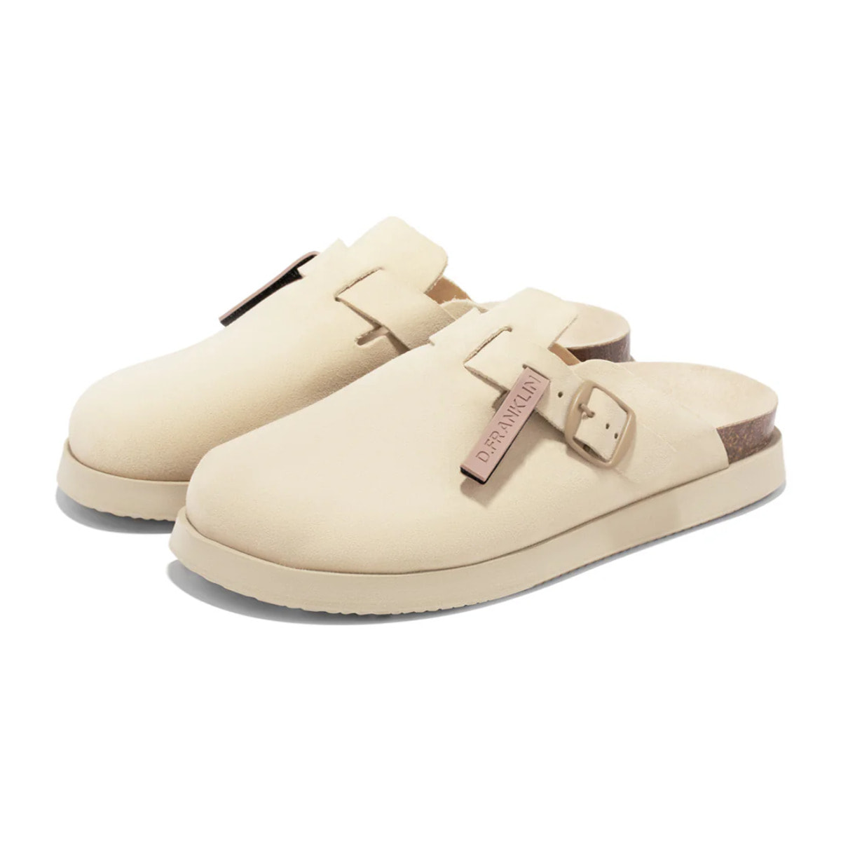 Sandalias Cerradas Vibe Clog Mujer Cierre Hebilla Beige