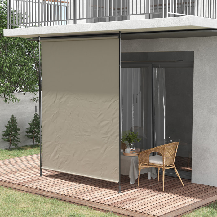Toldo Vertical Exterior 200x305 cm, Pantalla de Privacidad Enrollable, Toldo Lateral Ajustable con Manivela, Protección UV 40+ e Impermeable, Sin Taladro, para Balcón, Jardín, Arena