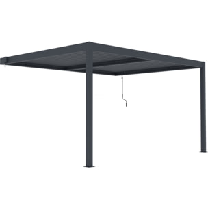Pergola adossée en aluminium "Windsor" - Gris anthracite - 3 x 4 m