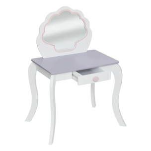 Coiffeuse et tabouret enfant "Sirène" L70,5cm blanc