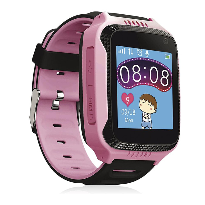 DAM Speciale Smartwatch GPS per bambini, con fotocamera, funzione di localizzazione, chiamate SOS e ricezione chiamata 3x1x5 Cm. Colore rosa
