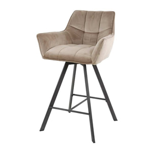 Hatti - lot de 2 tabourets de bar pivotants - en velours taupe - Taupe