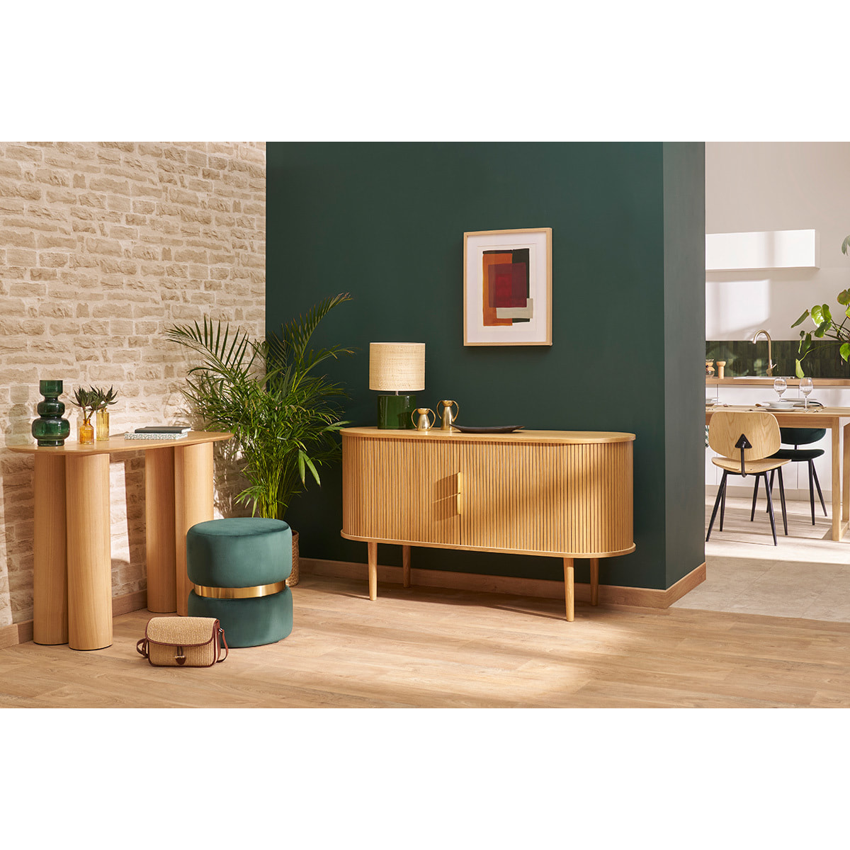 Console design en bois clair L100 cm FOLEEN