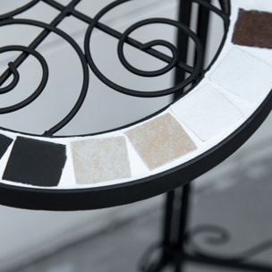 Soporte de Metal para Plantas Mecetas Plegable con 3 Estantes y Borde de Azulejo