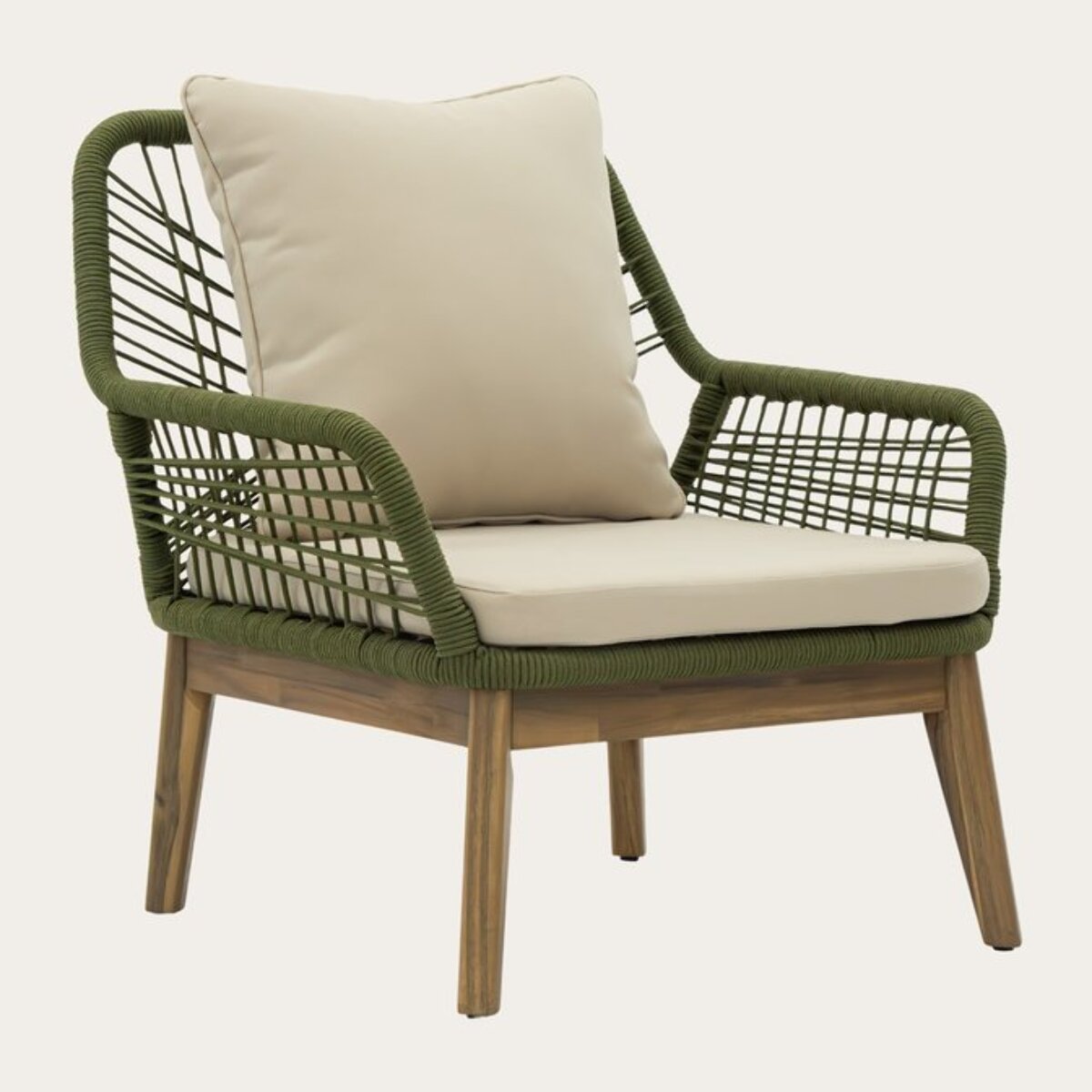 Chaise de jardin Kairo -bois massif dacacia, corde et revêtement-couleur naturel 72 x 80 x 74 cm