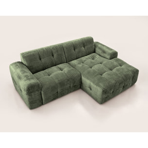 Diane - Canapé d'angle droit 4 places en velours texturé - Vert sauge