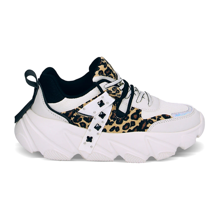Sneakers bianco leopardate