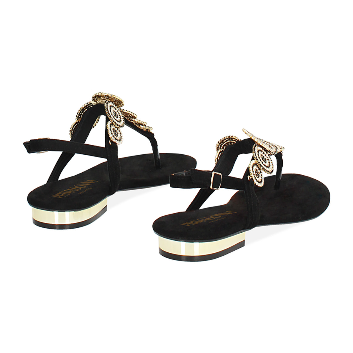 Sandalias bajas mujer negras en microfibra