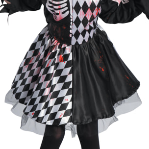 Horror Jester Girl Costume Halloween Giullare Orrore Bambina