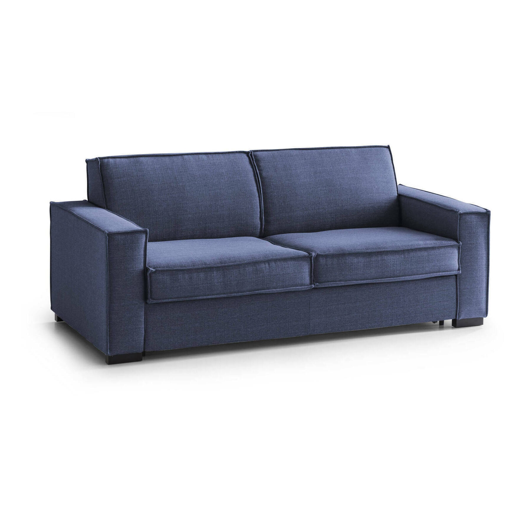 Divano letto 2 posti Amapola, Sofà Soggiorno con apertura girevole, Tessuto imbottito, Braccioli standard, 100% Made in Italy, Cm 200x95h90, Blu