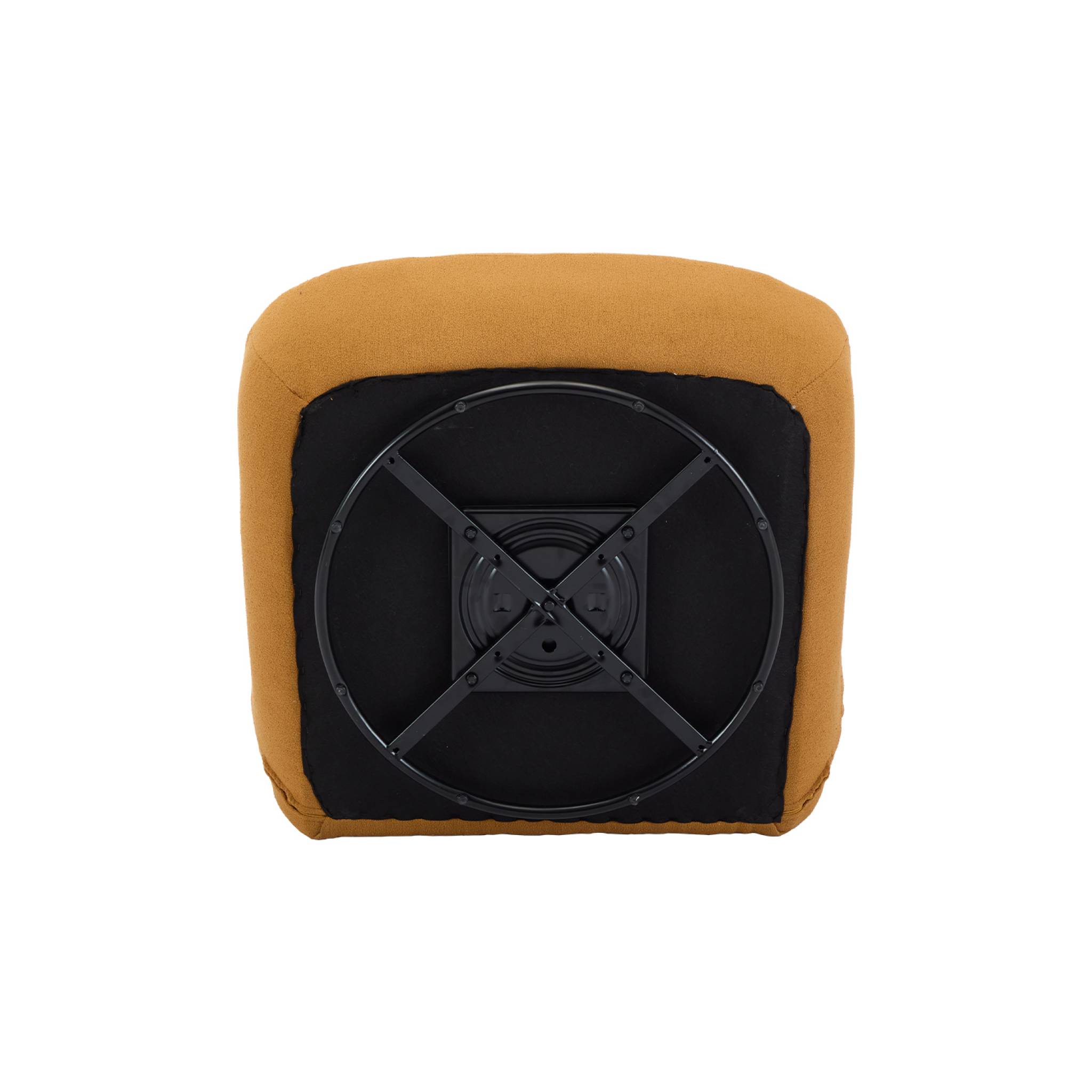 Fauteuil pivotant 360° en bouclette texturée moutarde. piètement en métal noir mat - SPINO