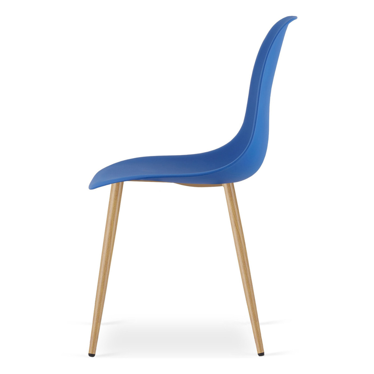 Set di 4 Sedie WAT Blu in Polipropilene con Gambe Effetto Legno