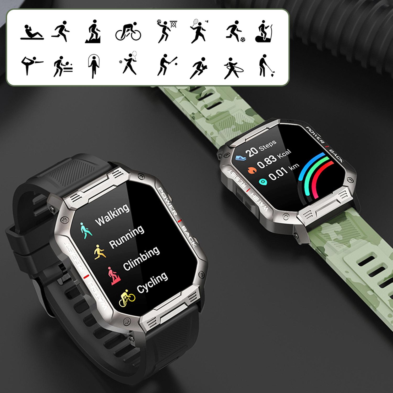 Smartwatch NX3 con modalità sport, frequenza cardiaca, pressione sanguigna e monitor O2. Batteria da 410 mAh.