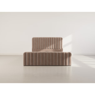 Alice - lit coffre - 160x200 cm - en velours - Taupe