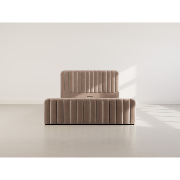 Alice - lit coffre - 160x200 cm - en velours - Taupe