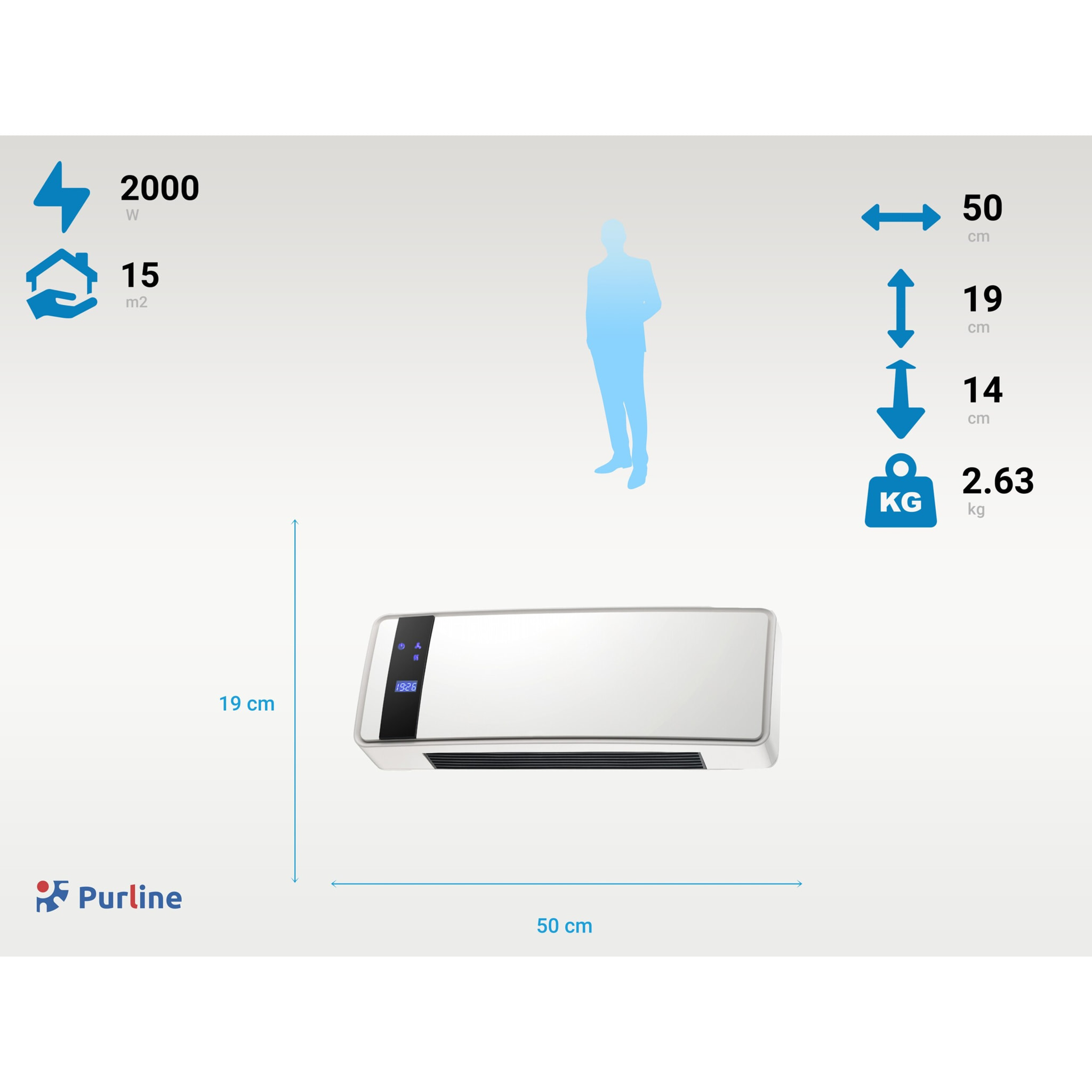 Chauffage soufflant  2000 W 3 modes de fonctionnement avec télécommande et minuterie