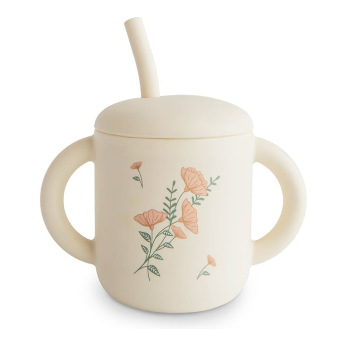 Mushie Taza Didáctica+Pajita Silicona Print