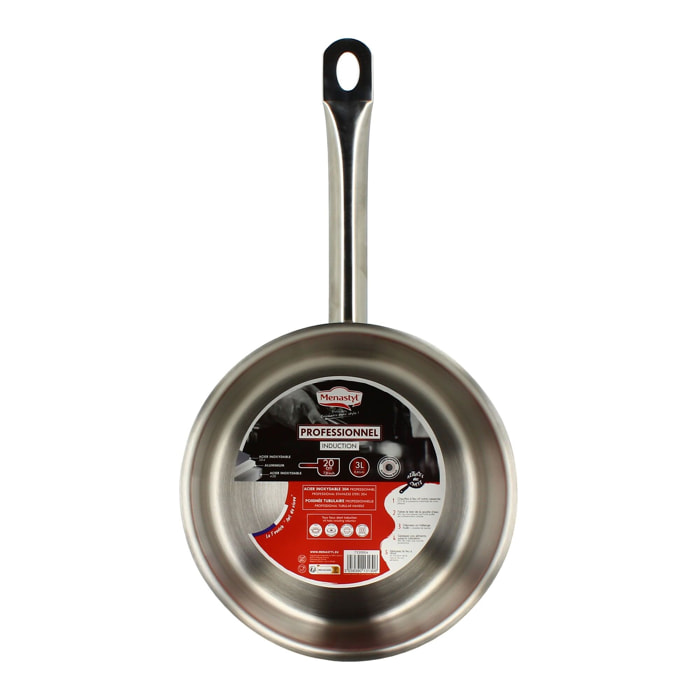 Casserole professionnelle acier inoxydable 20cm - tous feux  PROFESSIONNEL