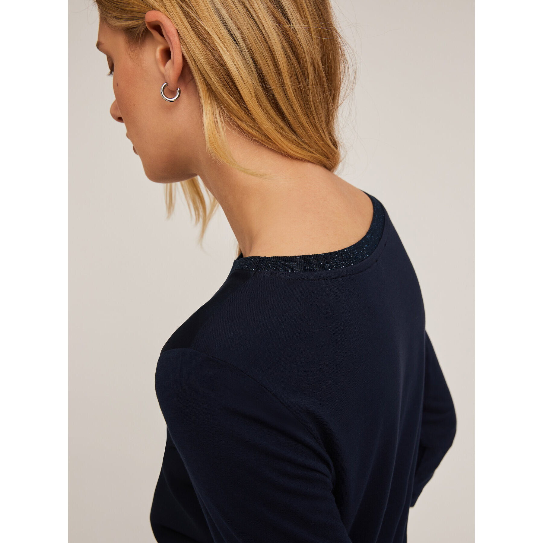 Motivi - T-shirt basic bimaterica - Blu