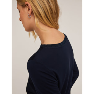 Motivi - T-shirt basic bimaterica - Blu