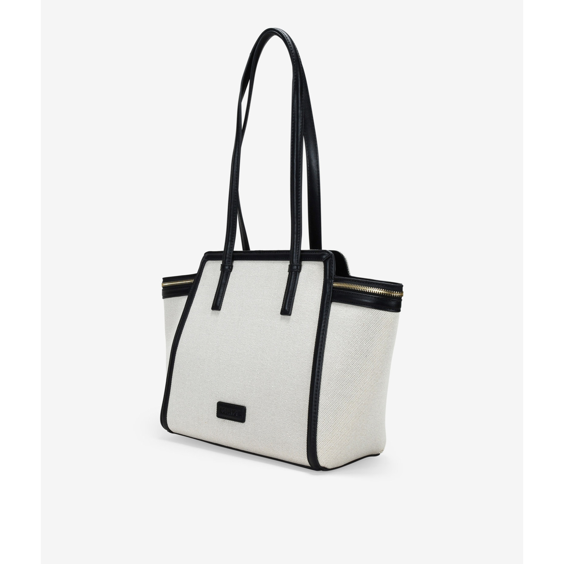 Bolso de hombro beige con cremalleras