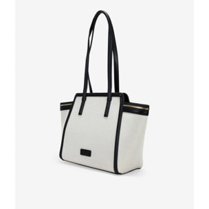 Bolso de hombro beige con cremalleras