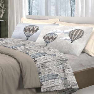 Completo letto volare beige 100% cotone
