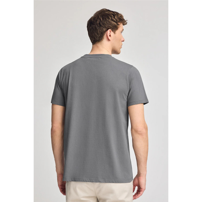 Camiseta gris asfalto de cuello redondo y Big Rigby Go engomado