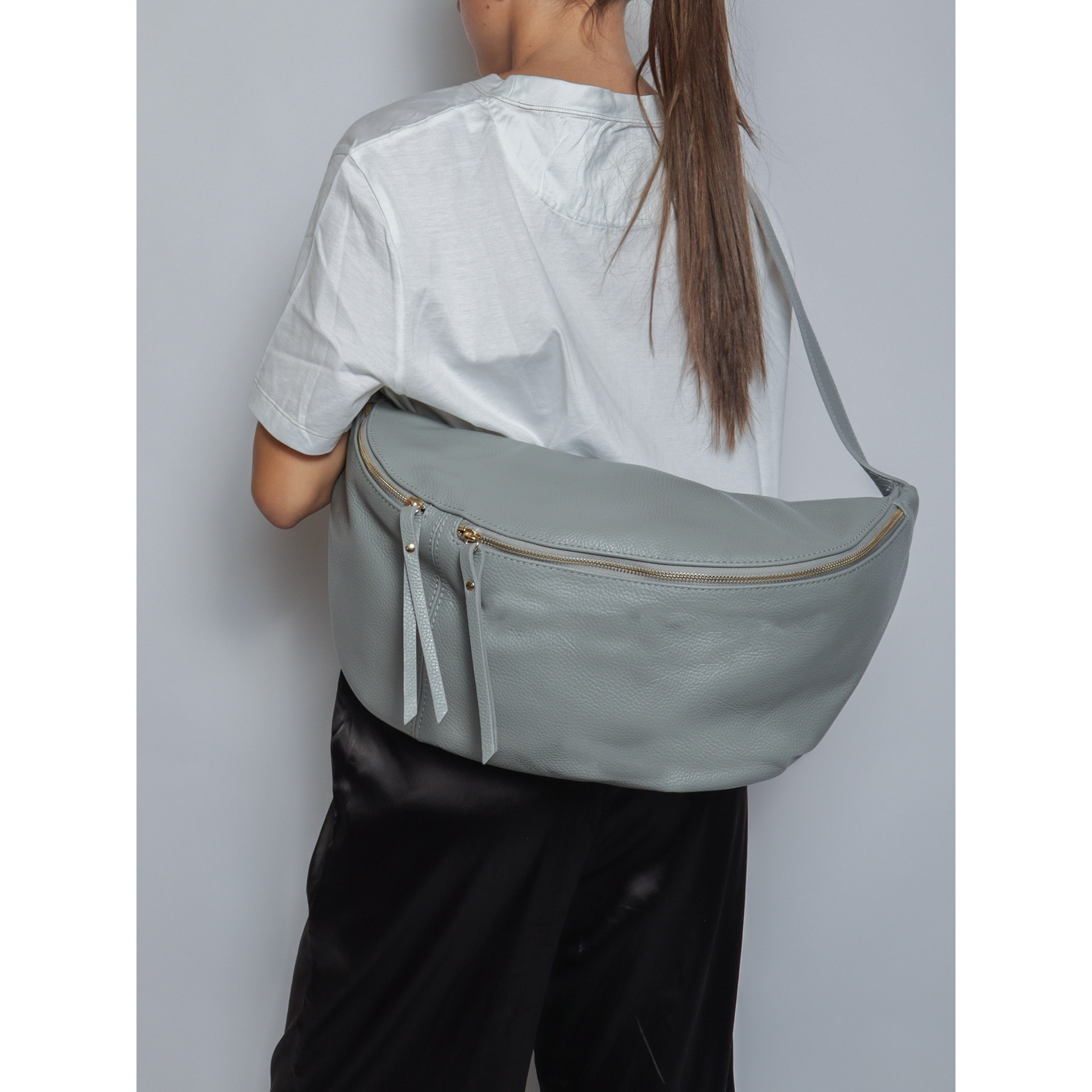 Borsa a tracolla da donna Made in Italy - Modello Caelia Plus - 100% pelle - 47.0 x 28.0 x 2.0 cm