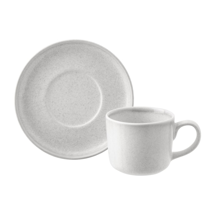 J-Line Tasse + Sous-tasse Luna - céramique - gris clair