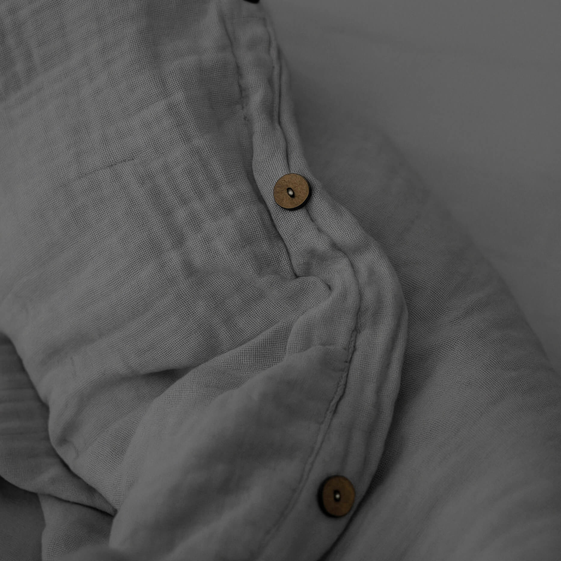 Naturals - Funda Nórdica Lisa - Cierre con botones - 100% Algodón de Muselina - Incluye 1/2 Fundas de Almohada - Gris