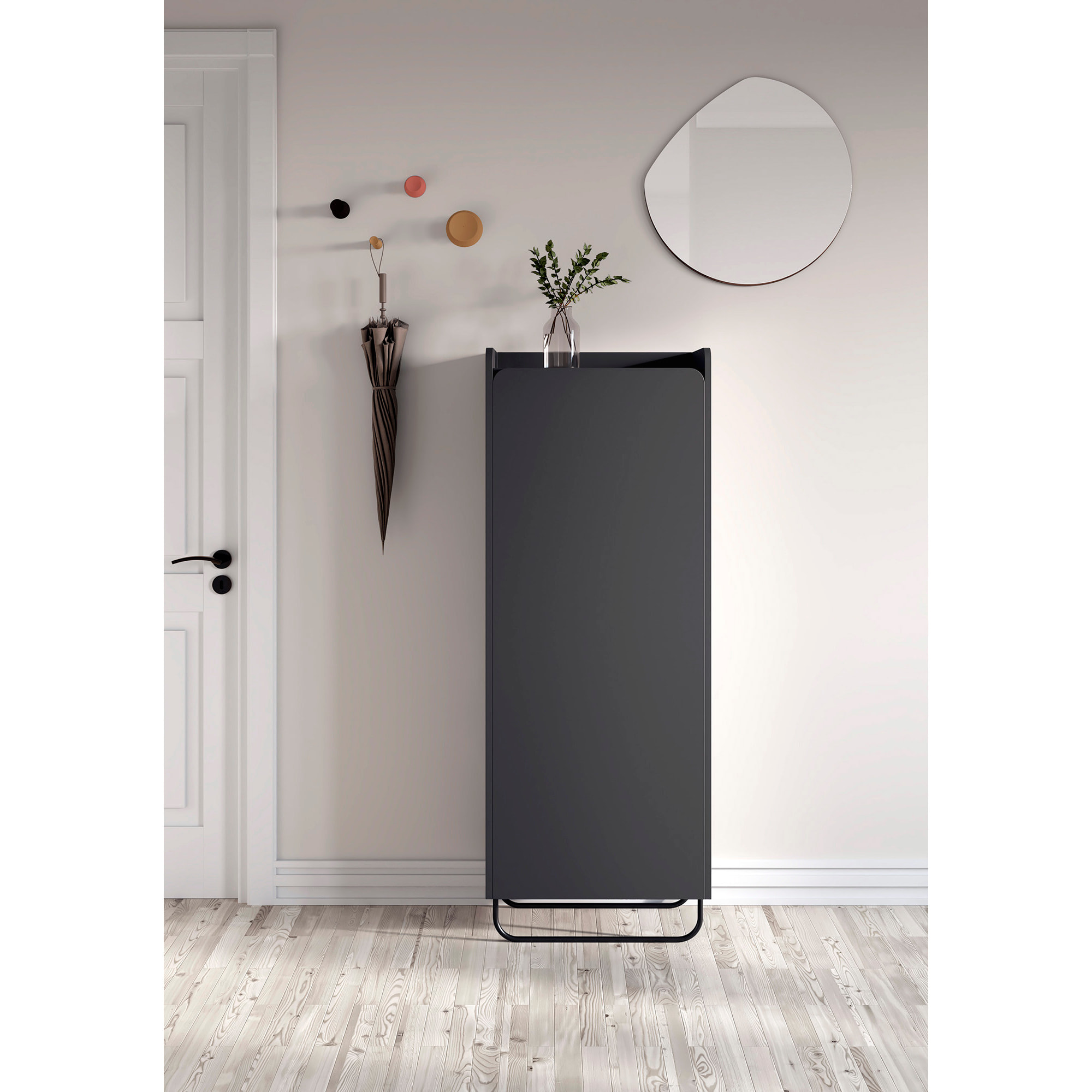 Espejo redondo Lune aglomerado rosa ø50cm