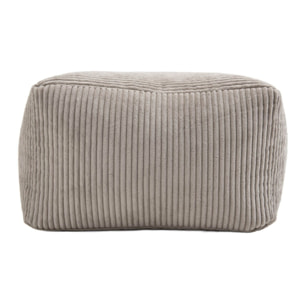 AGATHE - Pouf carré 57x57cm tissu velours côtelé gris perle