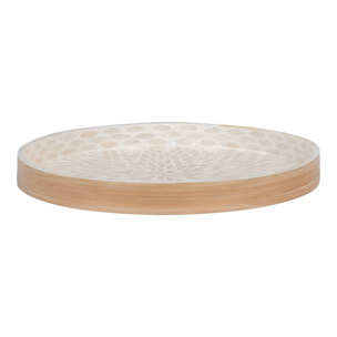 Vassoio rotondo in bamboo e capiz beige 40 cm