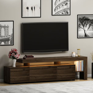 Meuble TV effet bois foncé avec éclairage LED 192 cm ROSTOCK