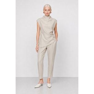 Kocca - Blusa da donna smanicata con collo alto e orlo asimmetrico Donna