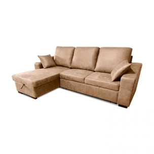 Sofá cama con chaiselongue reversible 4 plazas Edna Piedra