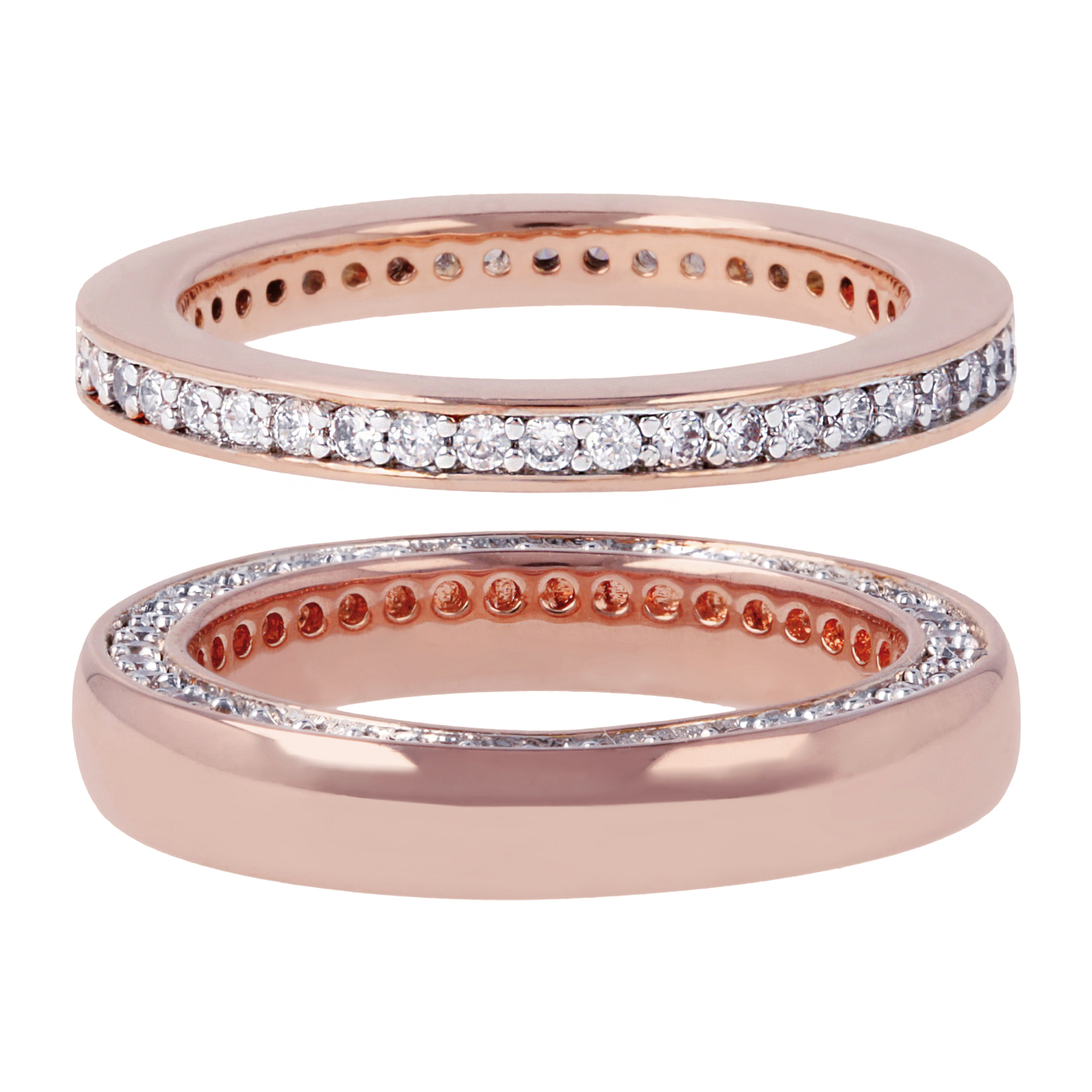 Set Di Due Anelli in Golden Rosé con Cubic Zirconia Placcato Oro Rosa 18Kt