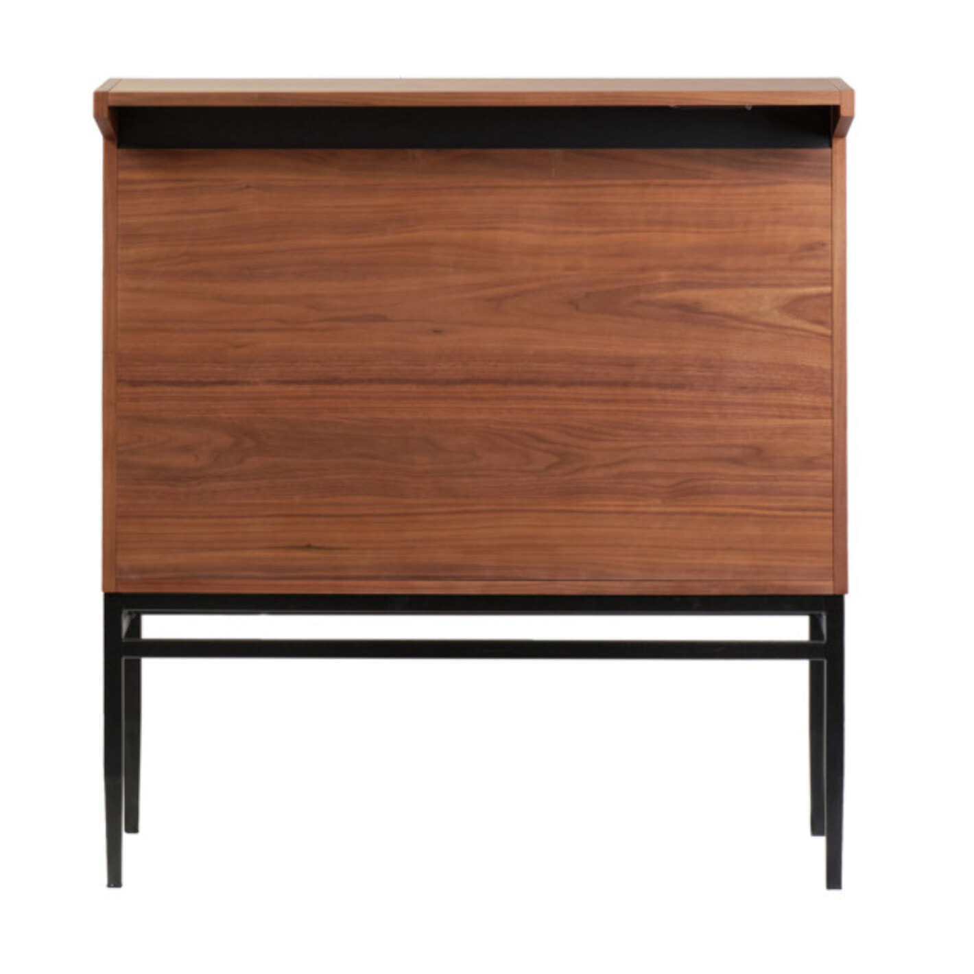 Meuble de Bar H.110 cm en Noyer Massif et Métal Noir - Modèle ELIOTT 2083