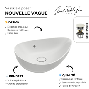 Vasque asymétrique à poser Nouvelle vague satinée blanc