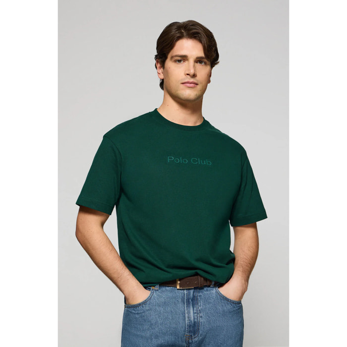 Maglietta verde smeraldo a maniche corte e a girocollo con logotipo Polo Club