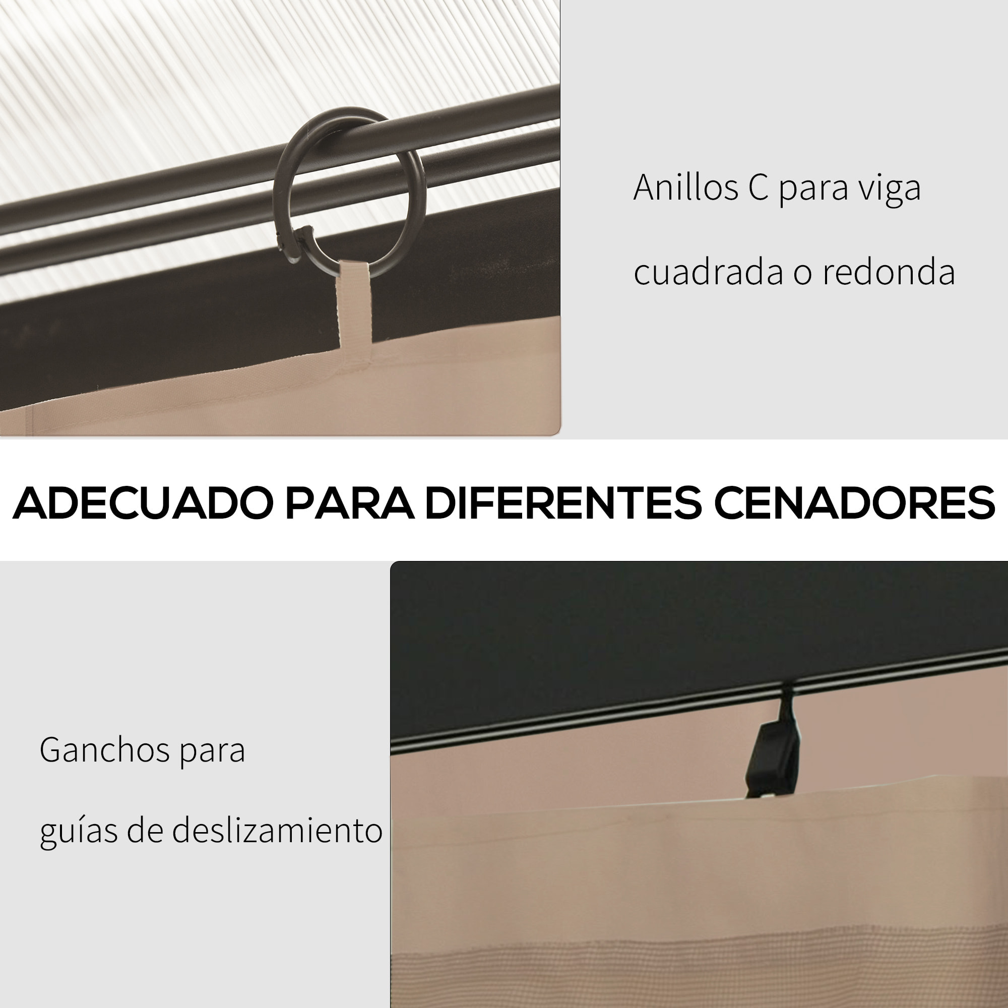 4 Paredes Laterales para Cenador 3x2 m Laterales de Carpa con Ganchos Cortinas sin Ventanas Reemplazo Lateral para Carpa de Jardín Exterior Fiesta Marrón